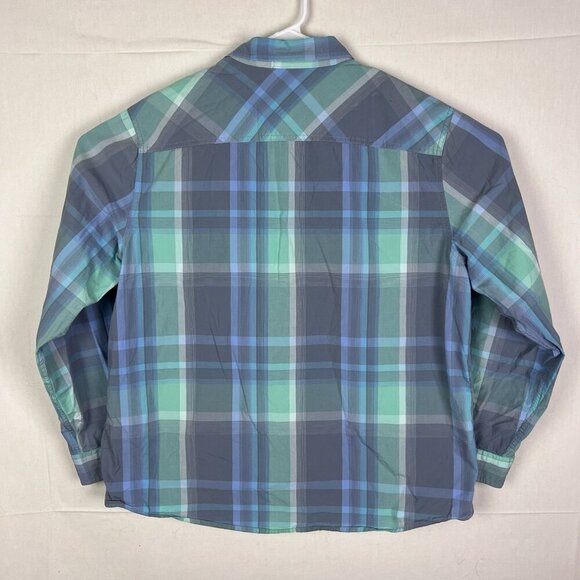 Red Camel Men's XXL Blue Green Plaid Long Sleeve Button Up Shirt - Picture 5 of 8